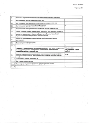 Страница 2 отчёта религиозной организации за 2025 год